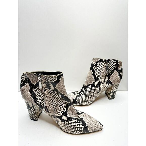 Marc Fisher LTD Boots Size 6.5 Beige Snakeskin-Embossed Unno Leather Bootie NEW - Picture 4 of 10